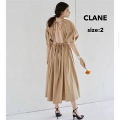CLANE バック シフォン ギャザー ワンピース ロング クラネ