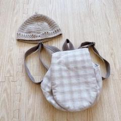 ⭐️お出かけセット リュック 子供 帽子 手作り 1歳 一升米 チェック
