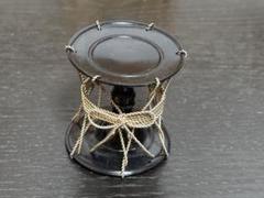 井波慶州作　黒漆銀線紐鼓蓋置　共箱 井波慶州作 黒漆銀線紐鼓蓋置 共箱 - メルカリ