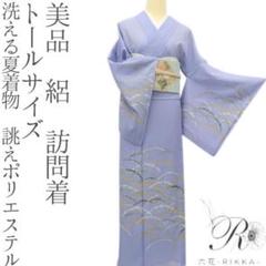 美品 洗える夏着物 誂えポリエステル トールサイズ 絽 訪問着 着物 A3268