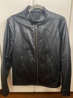 【ユニクロ】牛革　シングルライダース　ブラック 美品 UNIQLO ユニクロ 革ジャン レザージャケット シングル