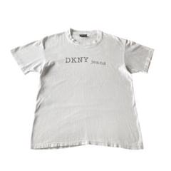 90s USA製 DKNY JEANS シンプルロゴ プリントTシャツ ホワイト