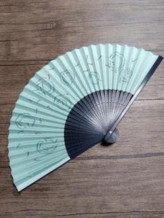 紙扇子 ビンテージ レトロ 黒 グレー 緑 メダカ柄 ミニサイズ扇子コンパクト