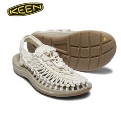 【美品】KEEN キーン 編み込みデザイン スポーツサンダル ホワイト 27.5