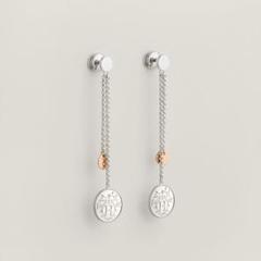 HERMES ピアス《エルメス エクスリブリス》 PM シルバー/ピンク