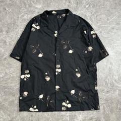 【UNIQLO】ユニクロ（L）プリントオープンカラーシャツ＊大花柄＊総柄＊胸ポケ