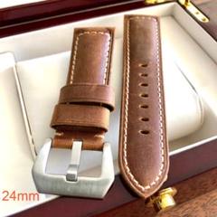腕時計交換ベルト 牛本革 ヌバック/24mm ばね棒外し バネピン付き・ブラウン