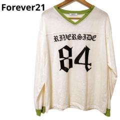 Forever21 Vネック スラブロゴ 長袖 薄手 ロンT カジュアル