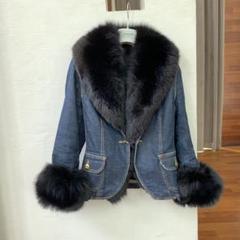 美品　Yoshie Inaba  デニムファージャケット ダークブルー 美品Yoshie Inaba デニムファージャケット ダークブルー