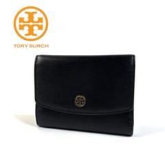 【美品】トリーバーチ レザー 三つ折り 財布 ブラック ゴールド金具