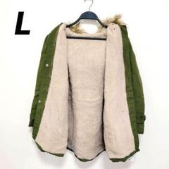 新品✨️SHEIN♥ファー付きフード モッズコート Lサイズ オリーブグリーン