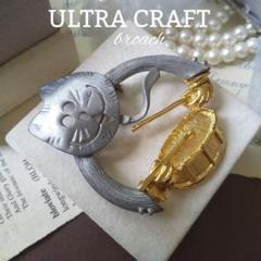 【美品】ULTRA CRAFT 猫 ネコ ゴールド ヴィンテージ ブローチ ULTRA CRAFT ウルトラクラフト 楽器 猫 キャットブローチ ドラム