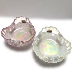 倉田クラフト上越硝子手作り ピンク&ホワイト 小物入れ 2点