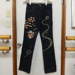 飛翔白麗 刺繍 龍 ハーフデニムパンツ ビッグサイズ 希少刺繍柄 飛翔白麗 デニムパンツ 桜 鯛 布袋さま - メルカリ