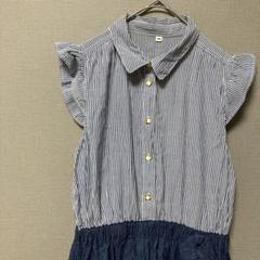 トップバリュ　コーデ風ワンピース(160cm)フリルスリーブデニムスカート