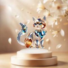 アクリルスタンド　2D フラット　猫　ネコ　置物　キラキラ　宝石　かわいい　新品