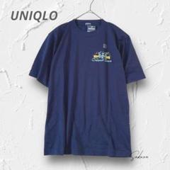 R3145【ユニクロ オールド】希少✨新品 半袖プリントTシャツ ネイビー M