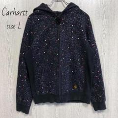 Carhartt☆カーハート　ワンポイントロゴ　ジップパーカー　フーディー　総柄