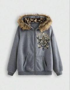 zip fur ベロア　ジップファーパーカー　平成　グランジ　y2k 短丈 00s y2k 短丈 ファー付きパーカー 短丈 パンク平成 グランジ メンズ