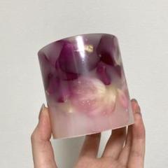 アロマ香るボタニカルキャンドルホルダー - ローズ　LEDライト付き