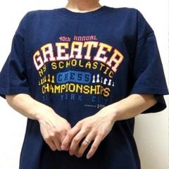 ギルダン グレーターマイスカラスティック Tシャツ ネイビー 紺色 L 古着