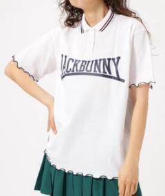■美品 Jack Bunny!! 襟ラインロゴプリントASKINカノコポロシャツ