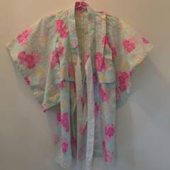 水色ピンク花柄浴衣　帯セット 100サイズ　HusHusH