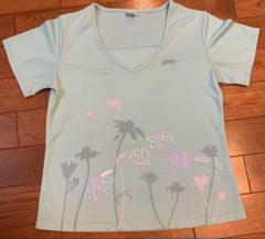❤️prince☆レディース❤️Vネック Tシャツ 花柄☆水色❤️美品‼️