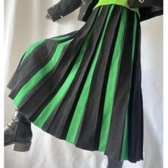 sibra ロングフレアスカート　新品　タグ付き　グリーン　ストライプ　M