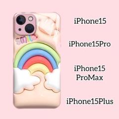 虹 スマホケース 【新入荷】 iPhone15 韓国 新品 ニコちゃん