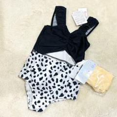 新品 水着 120 ダルメシアン ブラック ワンピース 女の子 スイムウェア