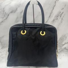 半額以下で買えるクーポン特集 CELINE レザー×ナイロン ハンドバッグ 黒 ゴールド金具 バッグ