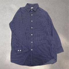 ユニクロ　UNIQLO ボタンダウン長袖シャツ　ドット柄　Ｌ　Vネック　男女兼用