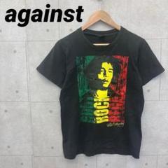 against アゲインスト Tシャツ ブラック プリント メンズ サイズ不明