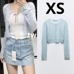新品未使用　ZARA ビーズクロップドニットカーディガン ZARA ビーズ クロップド ニットカーディガン - メルカリ
