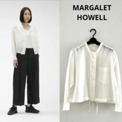 定価約6万　マーガレットハウエル　シアーシャツワンピース　コットンシルク　近年 美品✨マーガレットハウエル シアーワンピース シルク混 タック