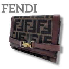 FENDI 財布 ヴィンテージ オールドフェンディ 格安 希少】 FENDI フェンディ ペカン柄 Wホック 長財布 オールド