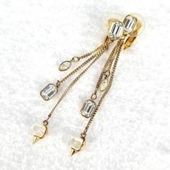 ◇極美品◇スワロフスキー イヤリング 3連ドロップ ゴールド 2