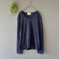 THW［L］スッキリゆる前後アシメ　コットン100長袖クルーネックTシャツ　綿T