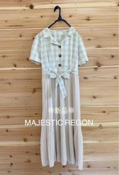 【新品】マジェスティックレゴン プリーツ シャツワンピース アイボリー