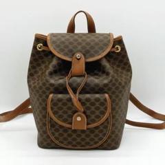 【CELINE】ミニリュック　マカダム柄　ゴールド金具　PVC ダークブラウン