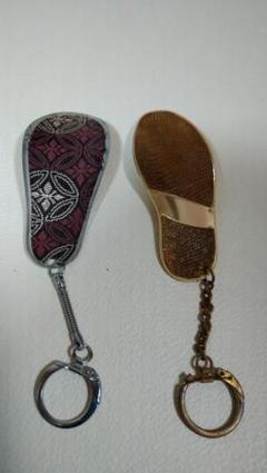 靴ベラ くつべら　キーホルダー 2個セット　織物　トカゲ　9-809