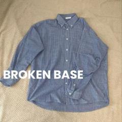 BROKEN BASE 青白ストライプ オーバーサイズシャツ L