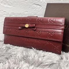 美品✨GUCCI シマ　リボン　インターロッキング　ボルドーブラウン　レディース 美品✨GUCCI シマ リボン インターロッキング ボルドーブラウン