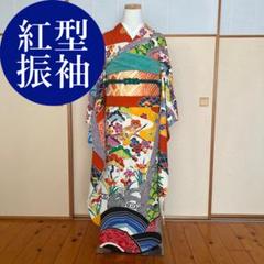 ★専用♦再お値下げしました！振袖+袋帯セット　京紅型　大輪万寿菊　丹後ちりめん ♢再お値下げしました！正絹 振袖+袋帯セット 京紅型 大輪万寿菊