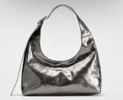 ZARA メタリックシルバー ハンドバッグ