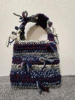 ハンドメイド 編み物 ハンドバッグ りぼん