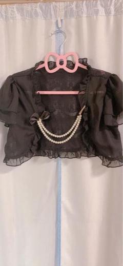 WinkWink パーティ用ボレロ パールリボン付 黒 結婚式 フリーサイズのサムネイル