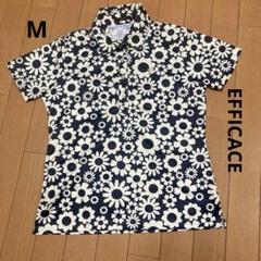 美品　EFFICACE 半袖ポロシャツ 花柄 紺　サイズ2