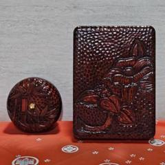 茶道具　竹斎造　色絵　乙御前香合　共布共箱　V　7476 茶道具 竹斎造 色絵 乙御前香合 共布共箱 V 7476